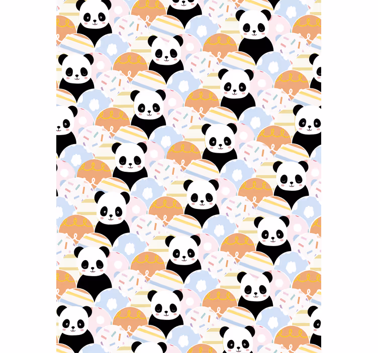 Barn tapet patchwork djur panda design - Tenstickers
