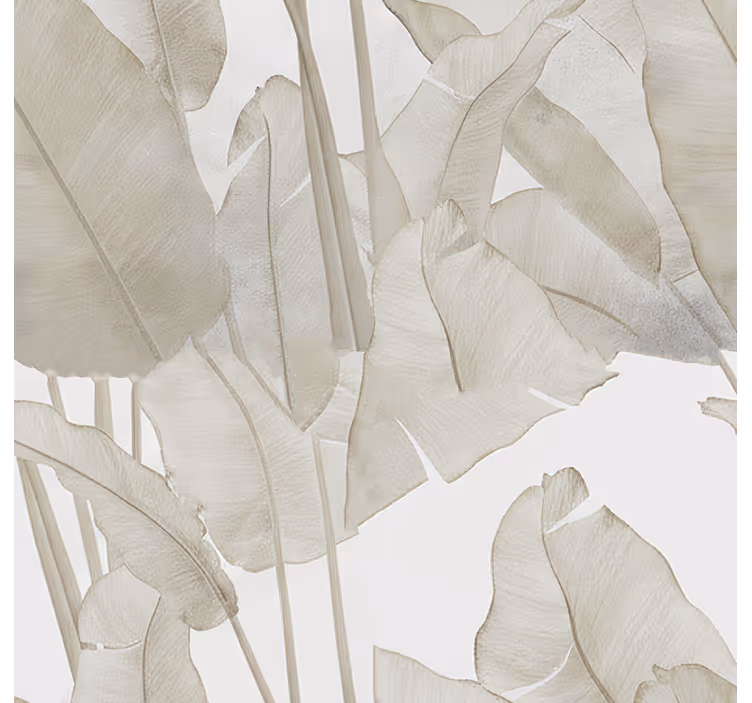 Fondtapet vardagsrum beige bananblad - Tenstickers