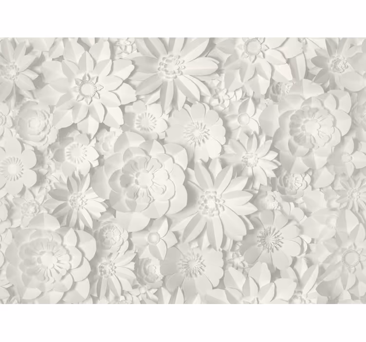 Fondtapet vardagsrum white paper bloom - Tenstickers
