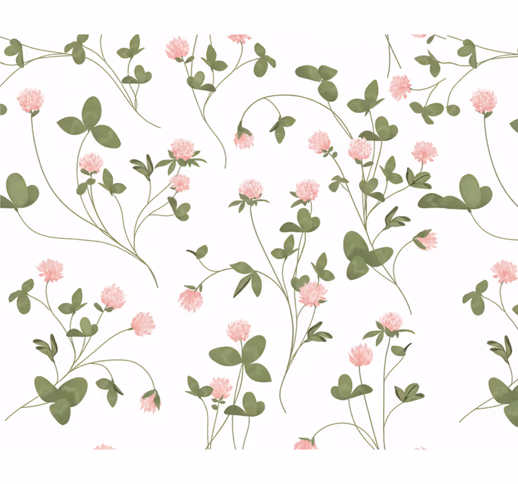 Fondtapet vardagsrum dainty pink clover - Tenstickers