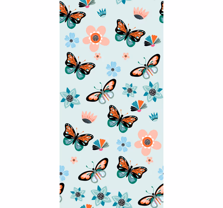 Tapet fjärilar med fjärilar och blommor - Tenstickers