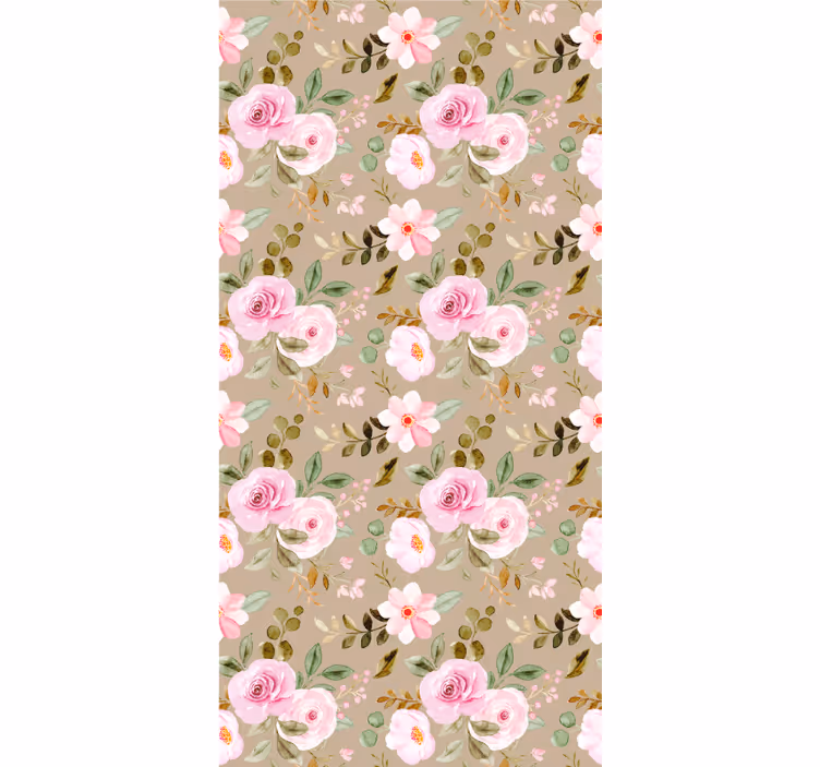 Tapet korridor rosa blommönster - Tenstickers