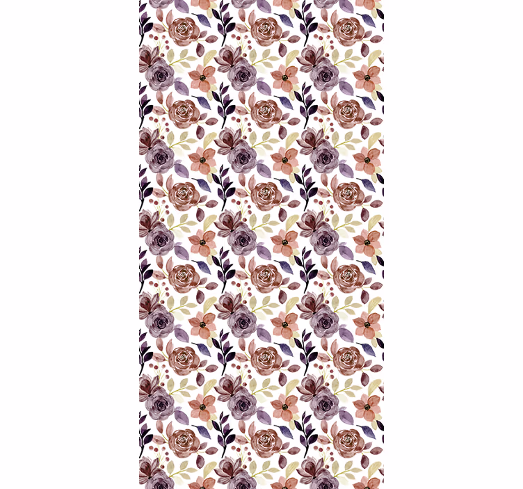 Tapet korridor ros och blommönster - Tenstickers
