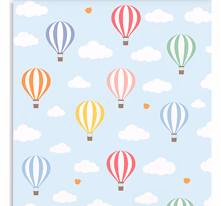 Tapet nordisk pastellfärgad ballongfärd - Tenstickers