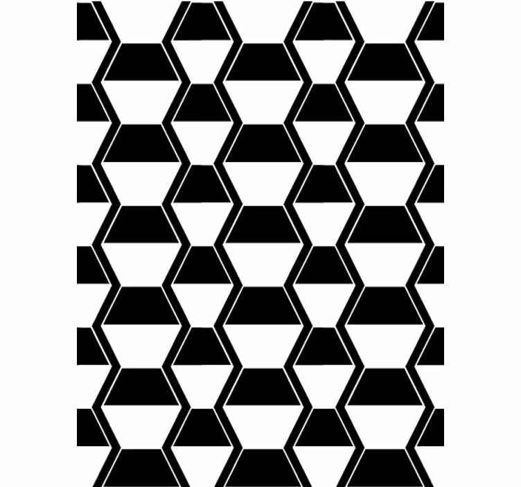 Fondtapet vardagsrum svart vit hexagoner - Tenstickers