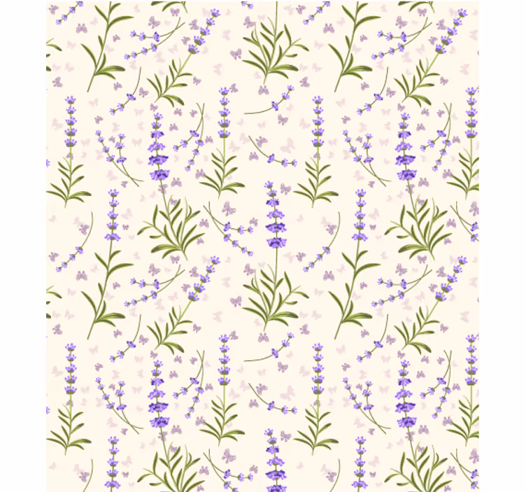 Fondtapet vardagsrum lavendelblommönster - Tenstickers