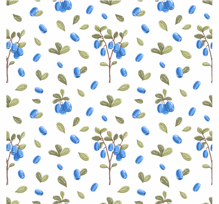 Fondtapet vardagsrum botaniskt blått mönster - Tenstickers
