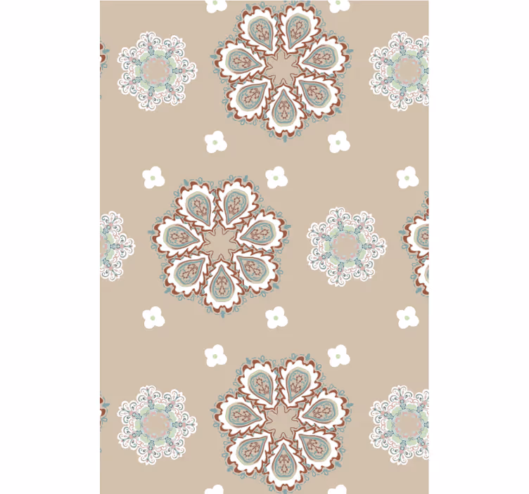 Fondtapet vardagsrum eleganta blommönster - Tenstickers