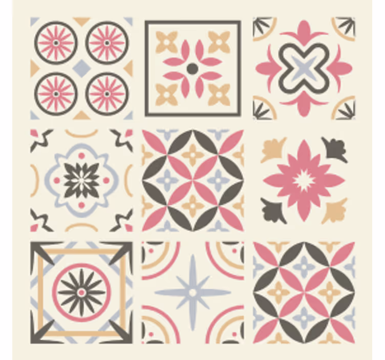 Tapet plattor geometriskt blommönster - Tenstickers