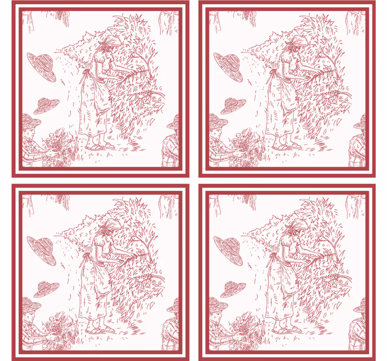 Vintage tapet rustik scenillustration - Tenstickers