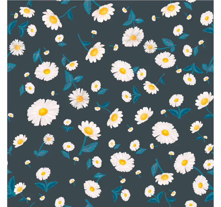 Tapet blommor med mönster av prästkragar - Tenstickers