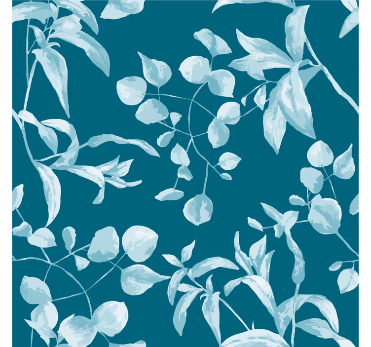 Tapet blommor blå akvarelldesign - Tenstickers