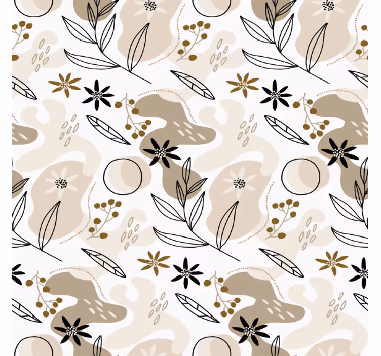 Tapet blommor stiliga rosa och beige bladmotiv - Tenstickers
