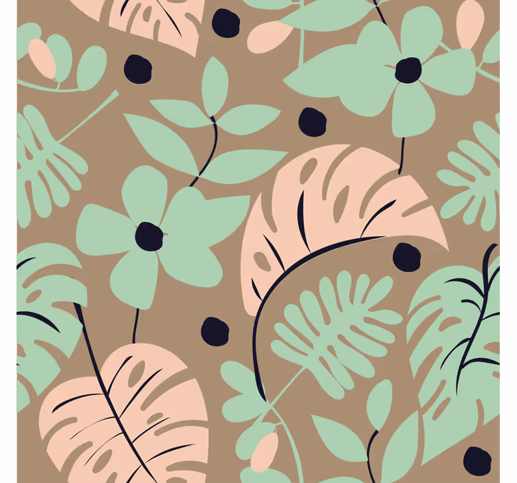 Tapet blommor pastellfärgade monstera blommor och blad - Tenstickers