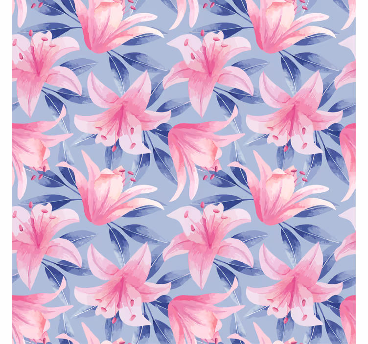 Tapet blommor rosa och lila akvarellillustration - Tenstickers