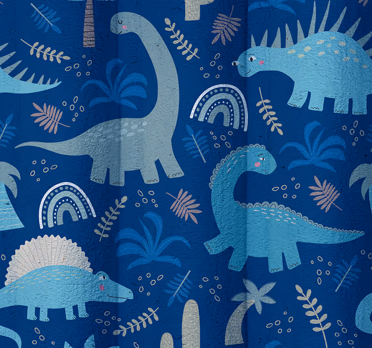 Dinosaurietapet i blå nyanser - Tenstickers