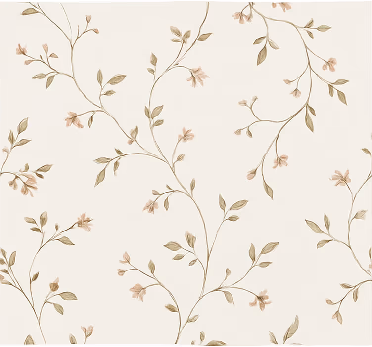 Fondtapet vardagsrum vit bakgrund med blommor - Tenstickers