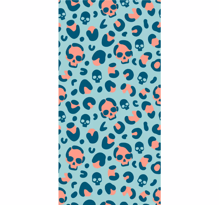 Modern tapet blå och rosa skalle leopardmönster - Tenstickers