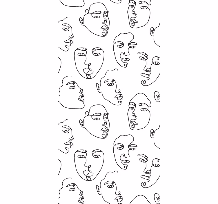 Modern tapet linjeart ansikten mönster - Tenstickers