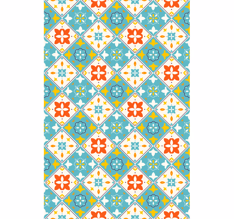 Badrumstapet blå och beige plattor - Tenstickers