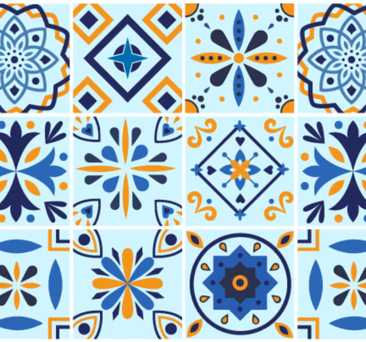 Tapet kök traditionellt kakelmönster - Tenstickers