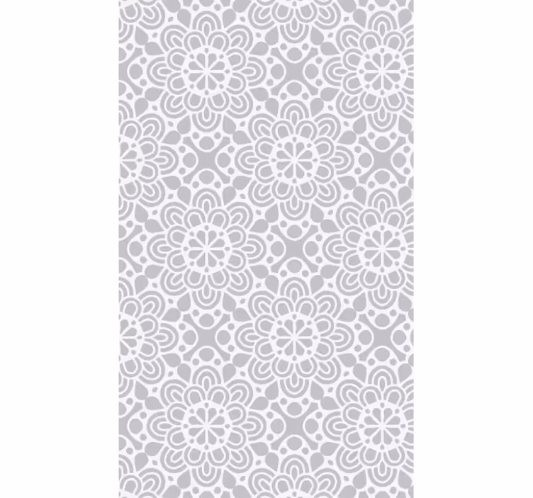 Tapet kök vita grå blommiga former vinylmatta - Tenstickers