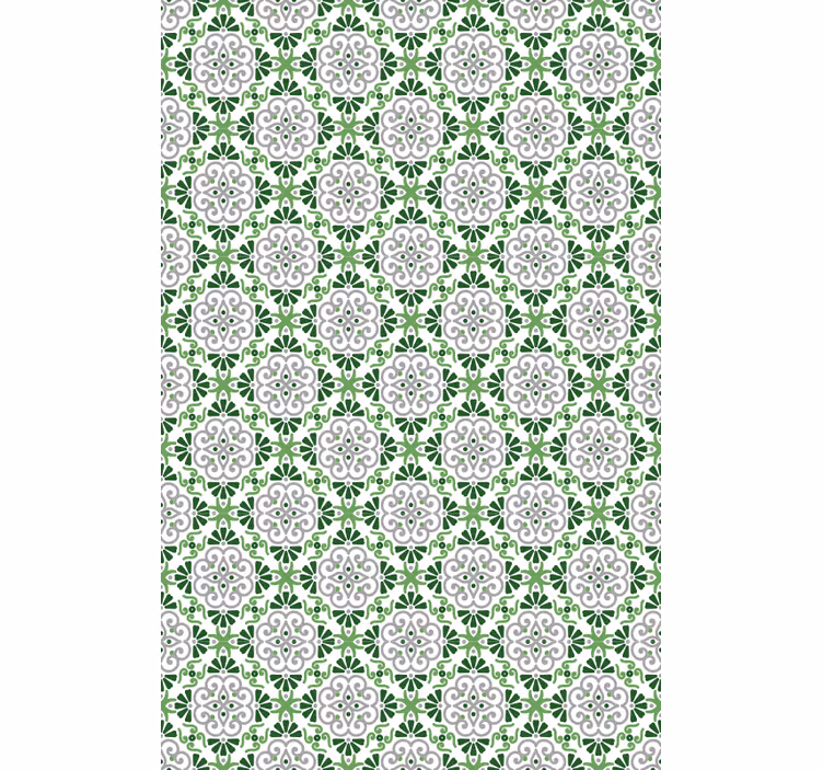 Tapet kök grön blommig mosaik - Tenstickers