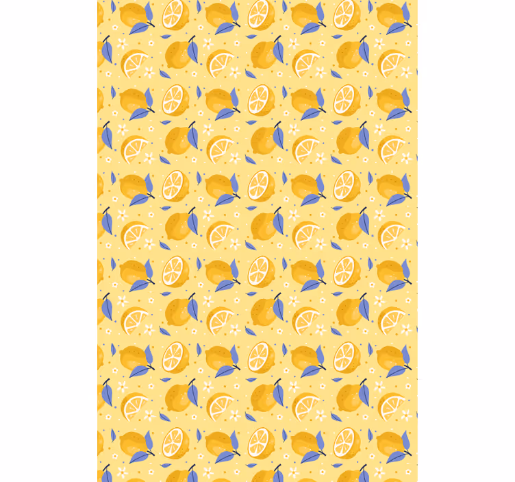 Tapet kök citronmönster glädje - Tenstickers