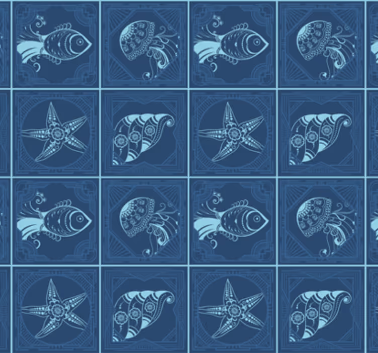 Badrumstapet med marinlivsdesign - Tenstickers