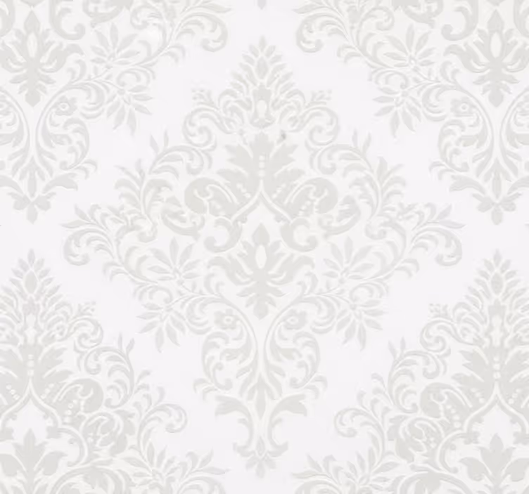 Fondtapet vardagsrum klassisk vit damask - Tenstickers