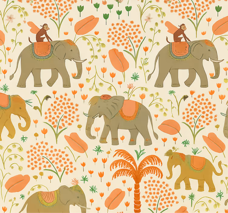 Äktenskap tapet indisk elefant safari - Tenstickers
