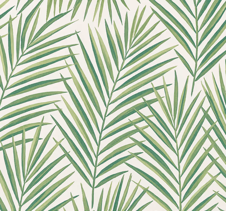 Fondtapet vardagsrum tropiska tunna gröna blad - Tenstickers