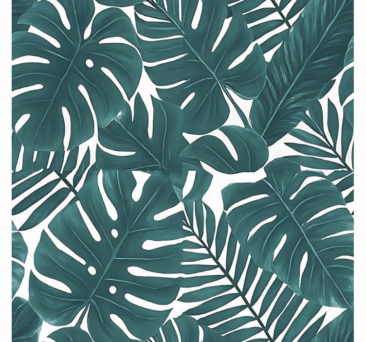 Fondtapet vardagsrum tropiska palmblad - Tenstickers