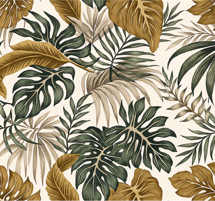 Fondtapet vardagsrum neutral blomsterdesign - Tenstickers