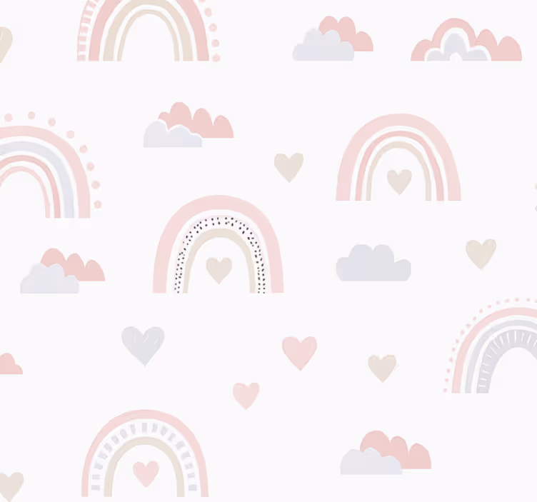 Barn tapet rosa regnbåge design - Tenstickers