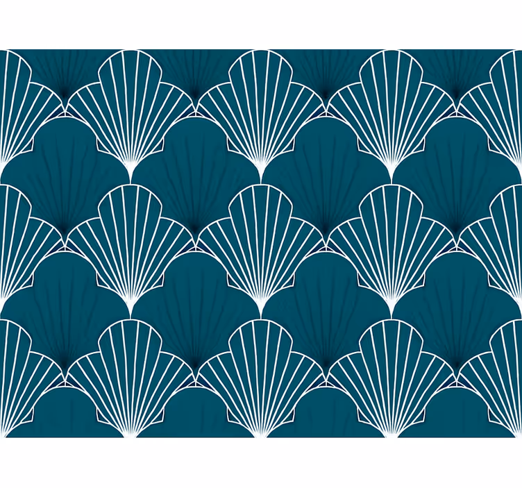 Abstrakt tapet modern teal scallop fan - Tenstickers