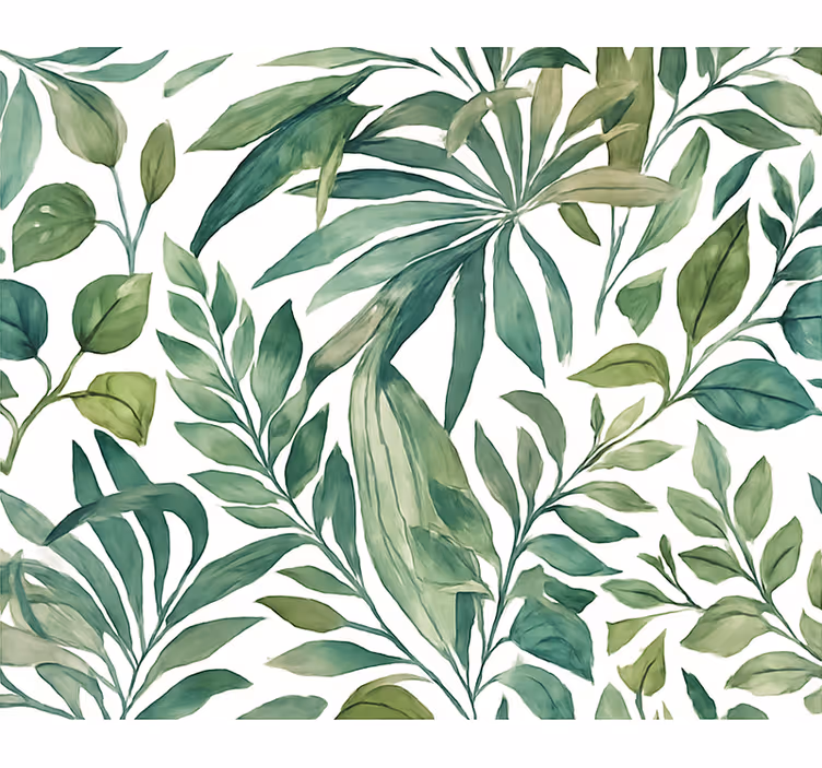 Tapet blad vattenfärgsjungleblad - Tenstickers