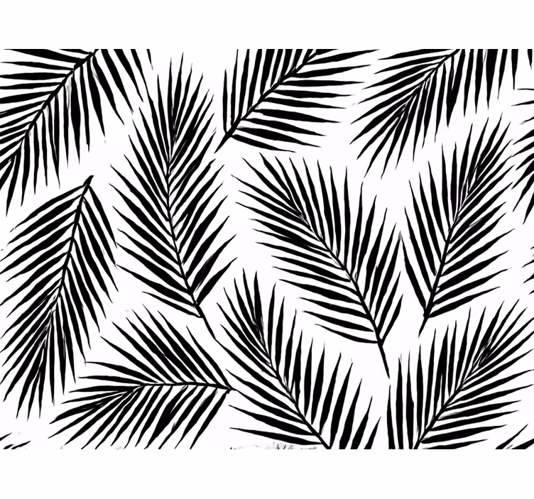 Tapet blad svarta palm silhuetter - Tenstickers