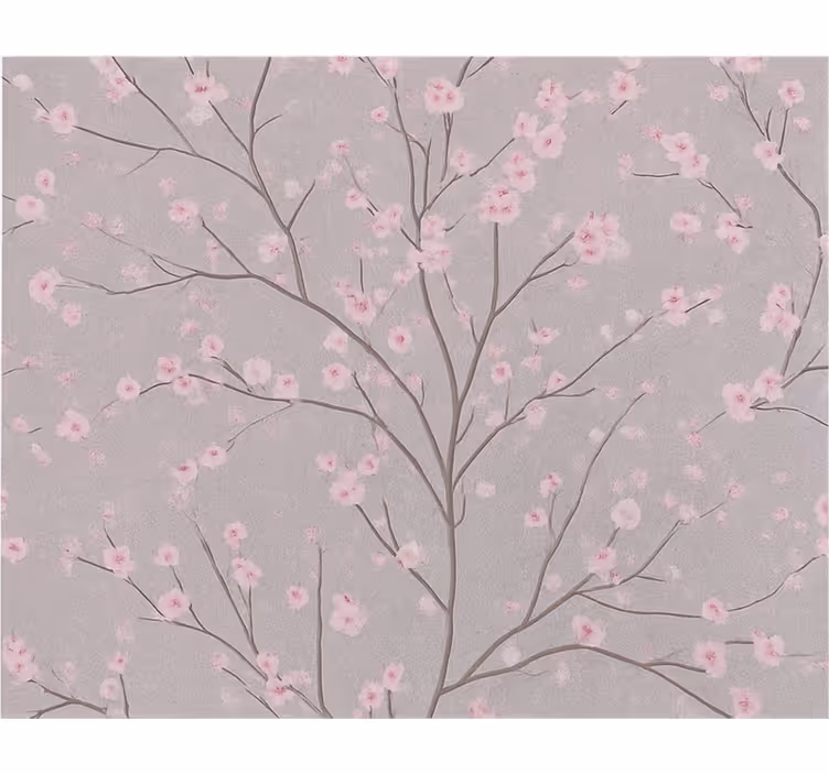 Tapet blommor mörk körsbärsblomskvist - Tenstickers
