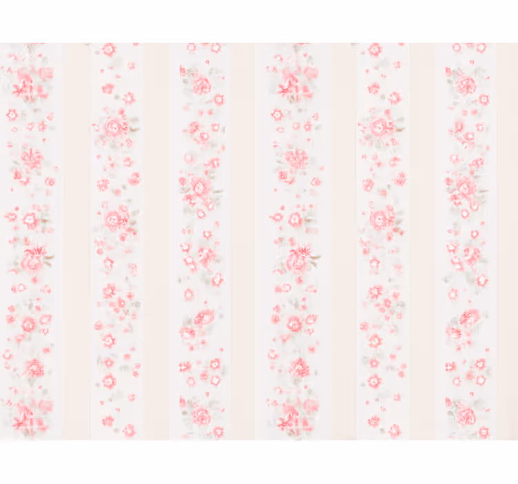 Barn tapet rosa retro blommor ränder - Tenstickers