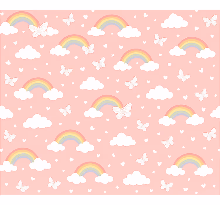 Barn tapet rosa barn regnbåge design - Tenstickers