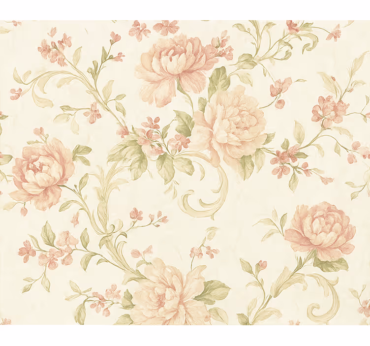 Äktenskap tapet ljusrosa vintage blommönster - Tenstickers
