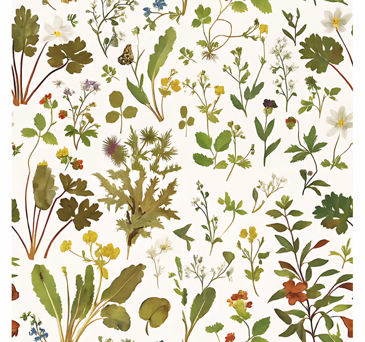 Äktenskap tapet botanisk design med vit bakgrund - Tenstickers