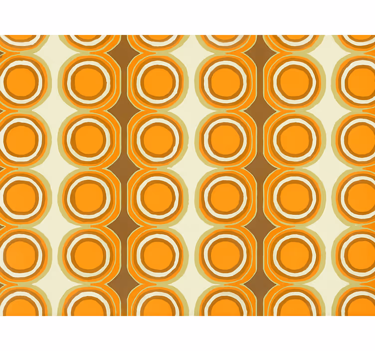 Fondtapet vardagsrum retro orange cirklar design - Tenstickers