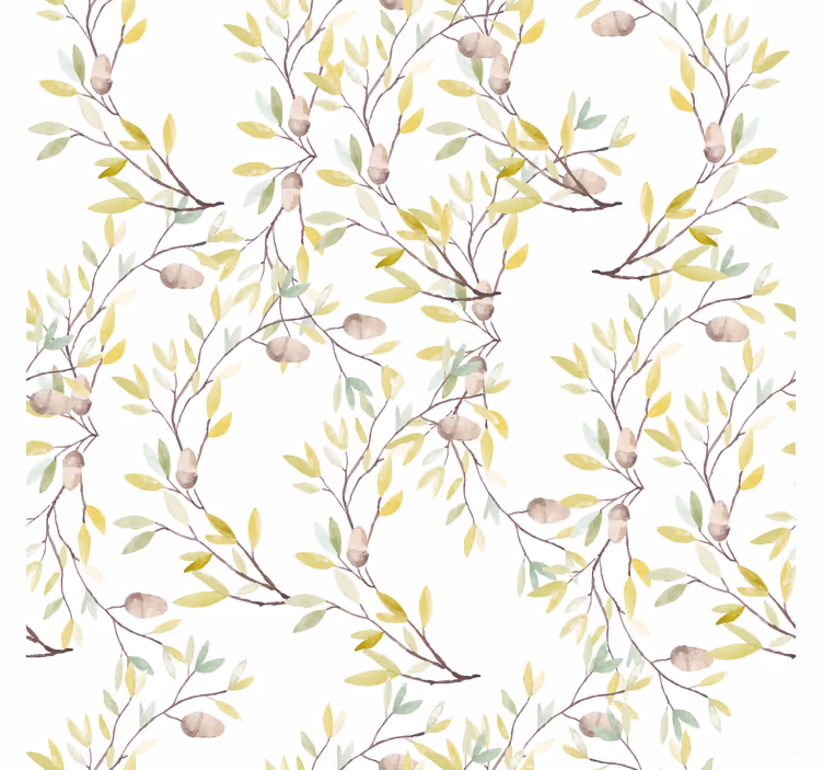 Tapet blommor originalt akvarellmönster gröna blad - Tenstickers