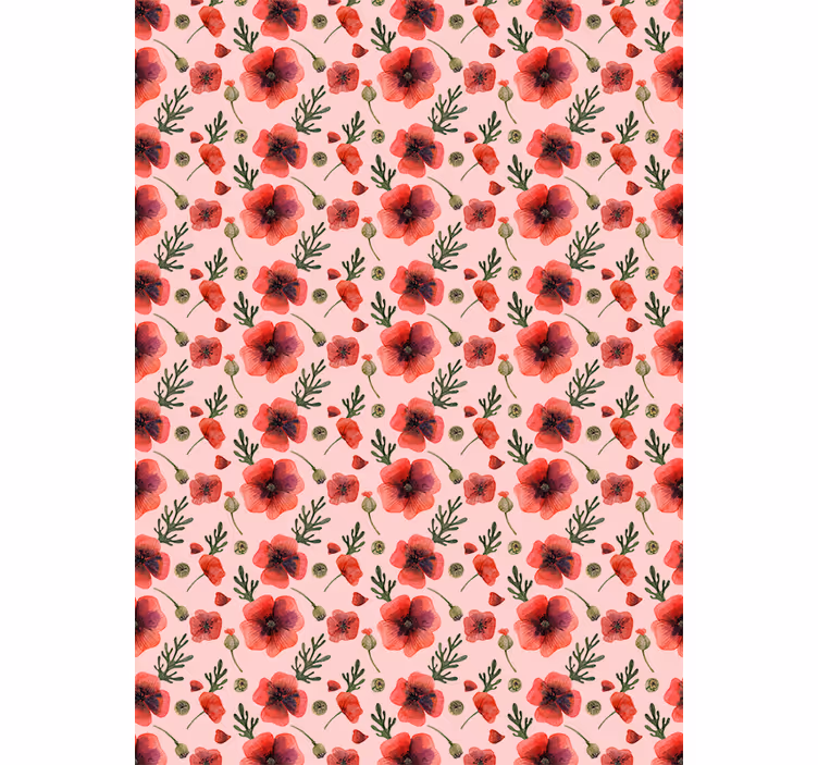 Tapet blommor vattenfärgade vallmo - Tenstickers