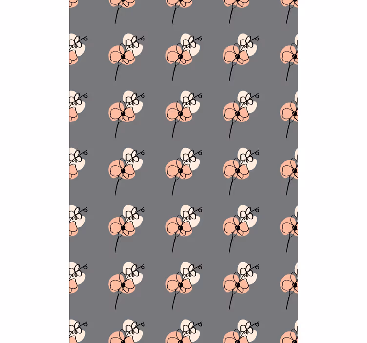 Tapet blommor abstrakt linje konst design - Tenstickers