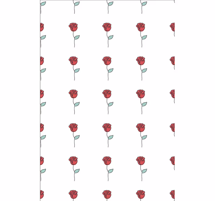 Tapet blommor söt röd ros linje konst design - Tenstickers