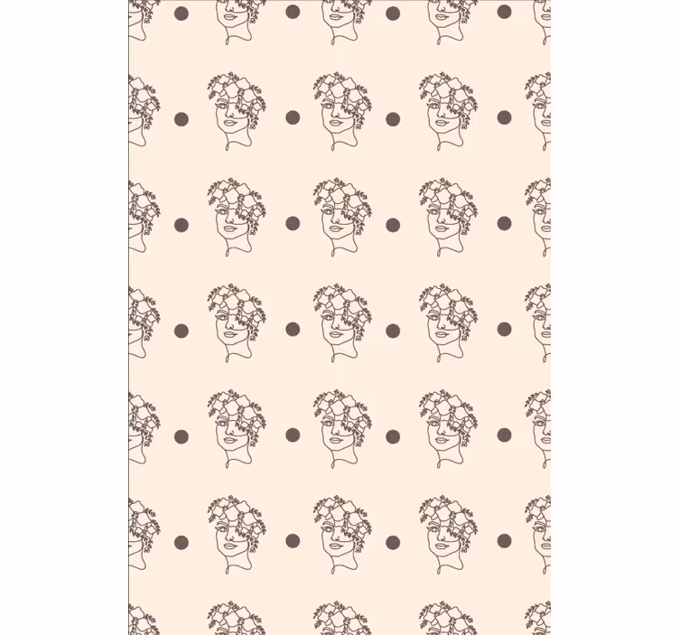 Tapet blommor silhuett minimalistisk söt kvinna floral - Tenstickers