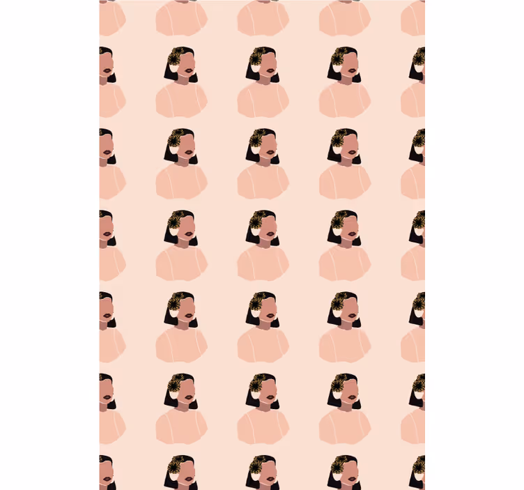 Tapet blommor vacker kvinna solros ansikte - Tenstickers